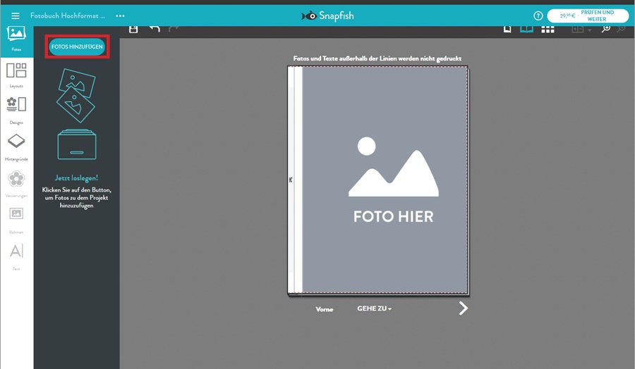 Bilder für Fotobuch hochladen