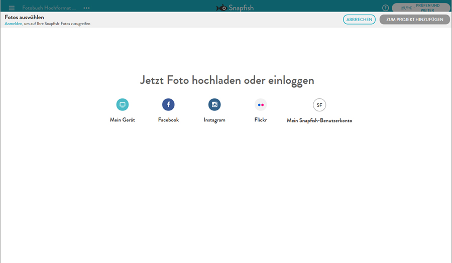 Bilder bei Snapfish einfach hochladen