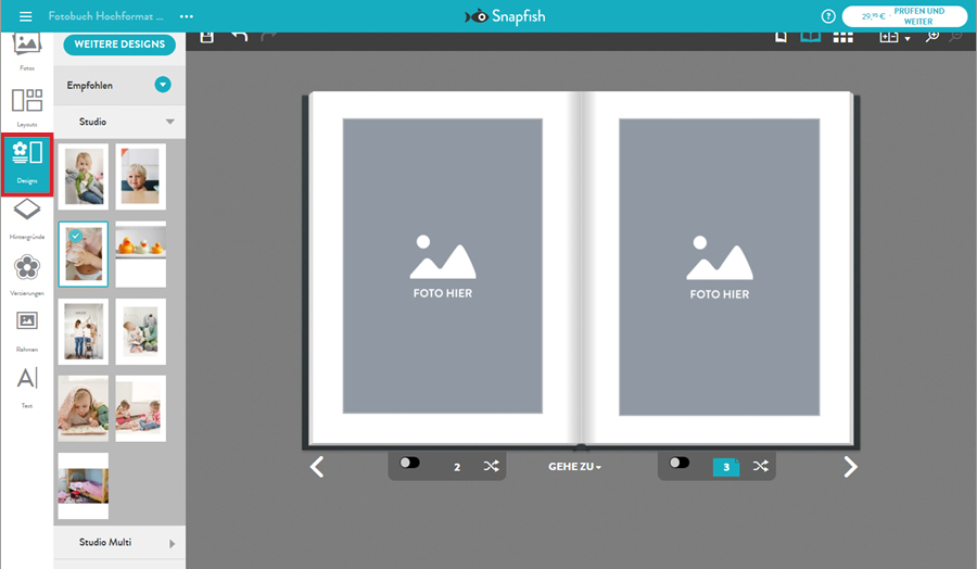 Design für Fotobuch wählen
