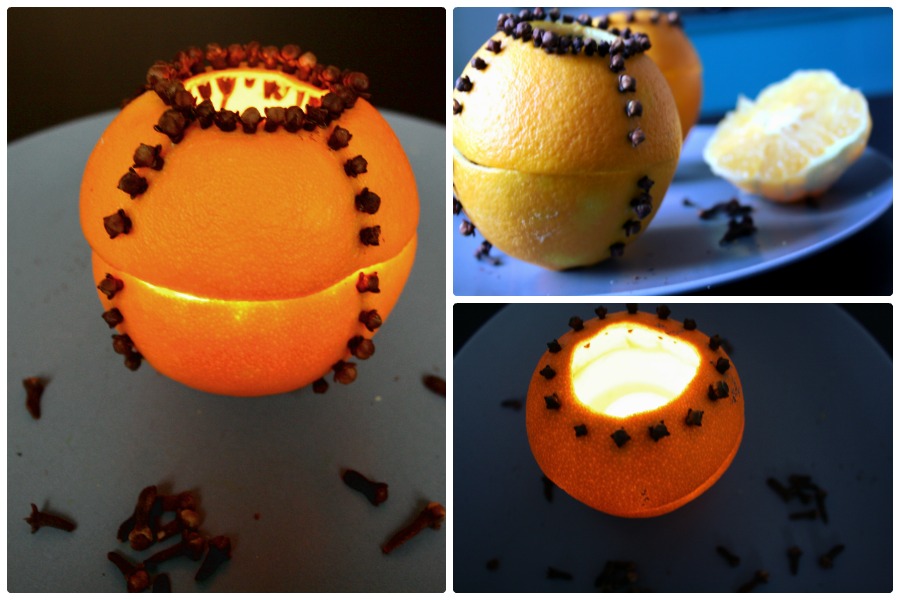 Orangenteelicht mit Nelken