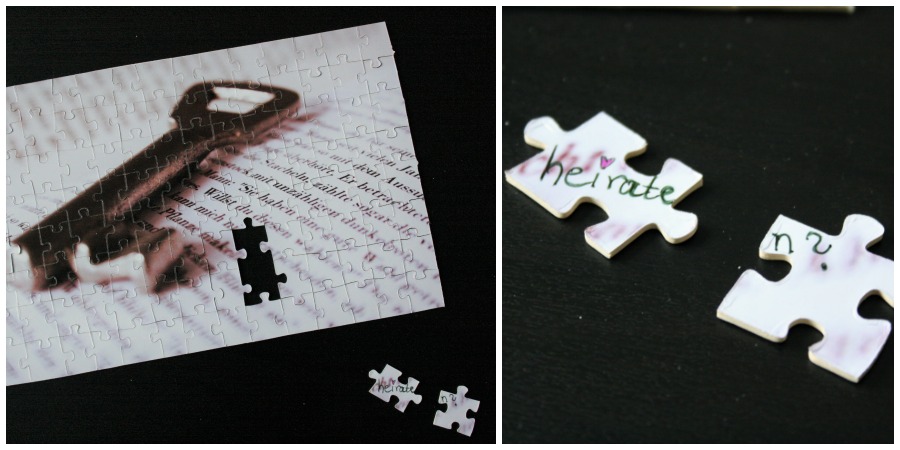kreativer Heirtagsantrag mit Foto-Puzzle