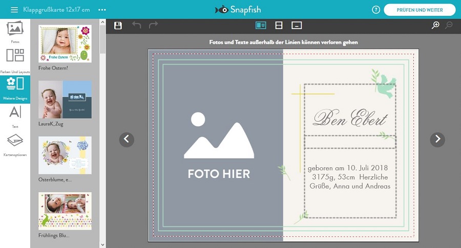 Screenshot aus der Produktgestaltung