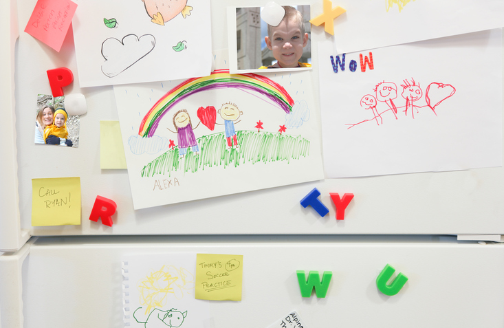 Kühlschranktür mit Bildern und Fotos